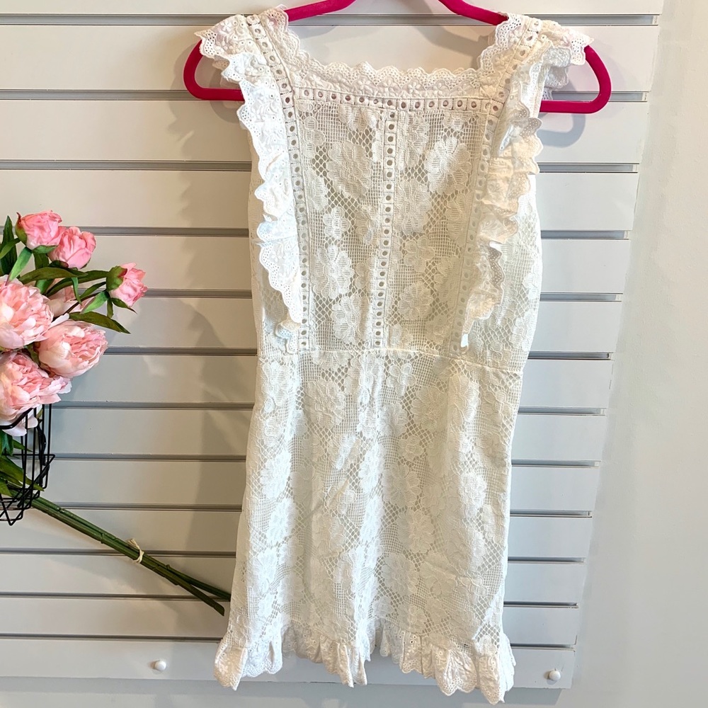 White eyelet lace mini dress - Picture 2 of 13